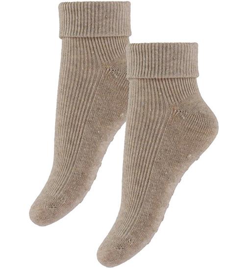 Se Minymo Strømper - Rib - 2-pak - Silver Mink Melange hos KidsWorld