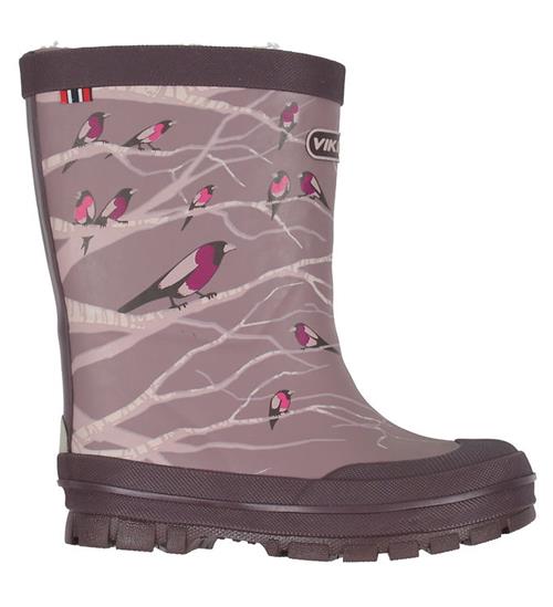 Viking Termostøvler - Jolly - Dusty Pink m. Fugle