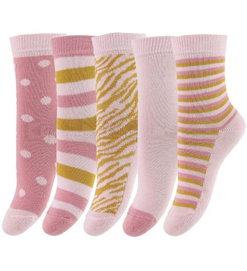 Minymo Strømper - 5-pak - Rosa m. Striber