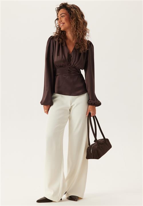 BUBBLEROOM Satin V-neck Blouse