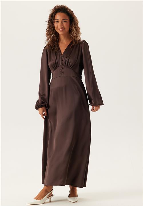 BUBBLEROOM Satin V-neck Maxi Dress