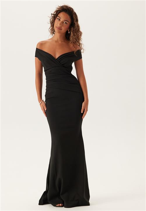 Goddiva Bardot Pleat Maxi Dress