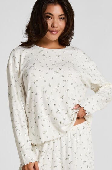 Hunkemöller Pyjama Top Loose Pointelle hvid