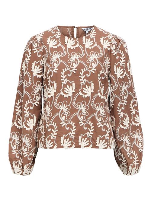 OBJECT Bluse 'OBJMya'  brun / hvid
