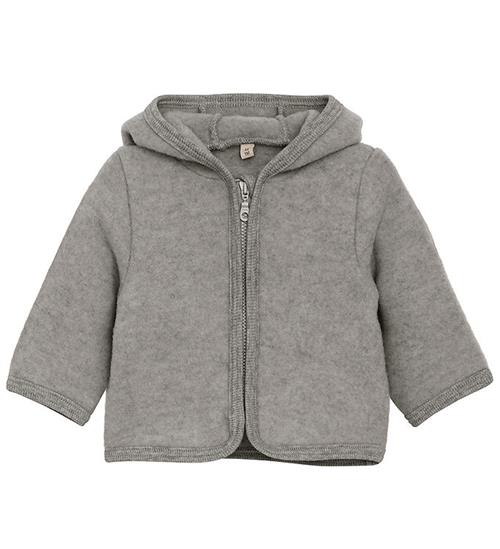 Huttelihut Fleecejakke - Uldfleece - Medium Grey Melange m. Ører