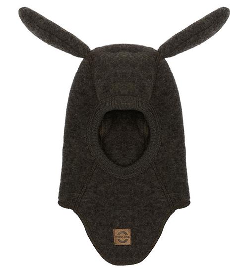 Mikk-Line Elefanthue m. Øre - Uld - 1-Lags - Dark Brown Melange