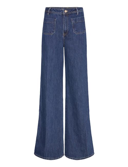 Wide Leg Jeans With Pockets Mango Blue