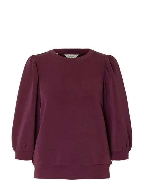 Slftenny 3/4 Sweat Top Noos Selected Burgundy