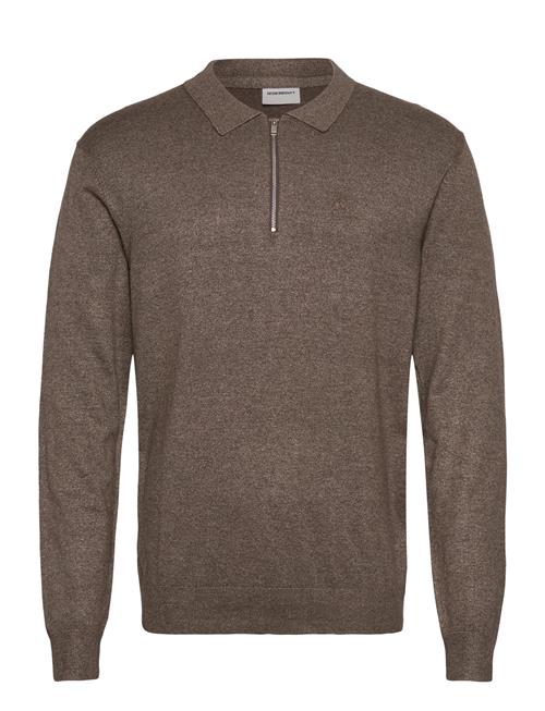 Ecovero L/S Zip Polo Lindbergh Brown