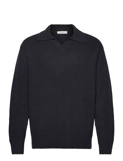 Slhdry Ls Knit Relaxed Open Polo Selected Navy