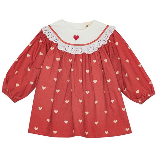 Flöss Ellen Kjole Poppy Red/soft White  Poppy Red/Soft White-86 cm  Rød  86 cm  kvinde
