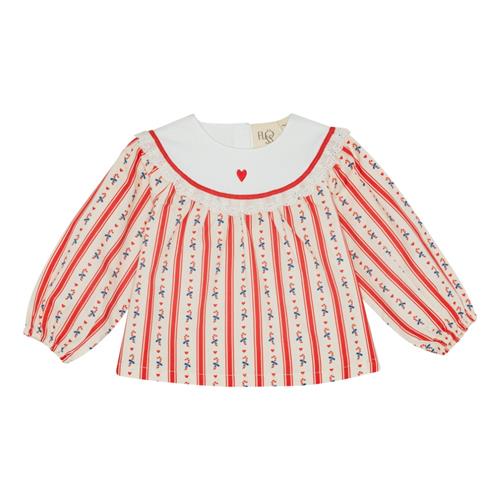 Flöss Noelle Bluse Holiday Stripe  Holiday Stripe-92 cm  Rød  92 cm  kvinde