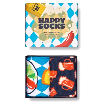 Happy socks Strømper 2P Beer Gift Box Blå Mønster bomuld Str 41/46