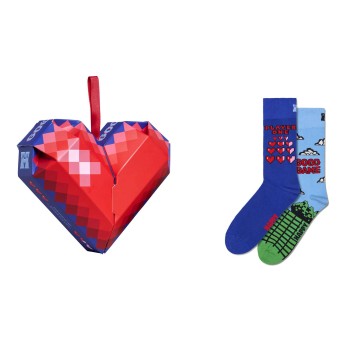 Happy socks Strømper 2P Good Game Gift Set Blå Mønster bomuld Str 41/46