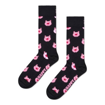 Happy socks Strømper Pig Sock Sort mønstret Str 41/46