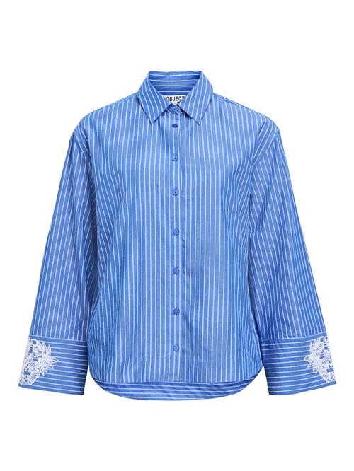 OBJECT Bluse 'OBJAdane'  royalblå / hvid