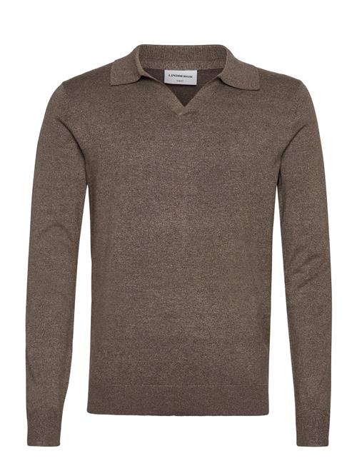 Ecovero L/S V-Neck Polo Lindbergh Brown