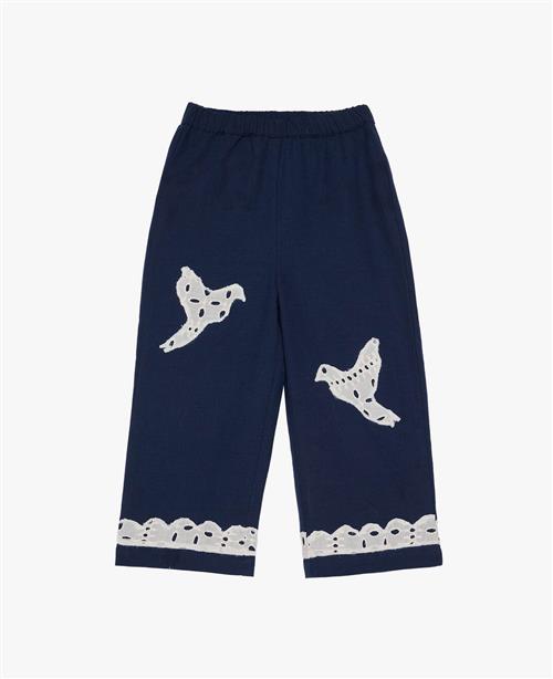 Sissel Edelbo Oda MINI Bukser Beige Navy Birds  Navy Birds 3-4 Y  Marineblå  3-4 år  kvinde