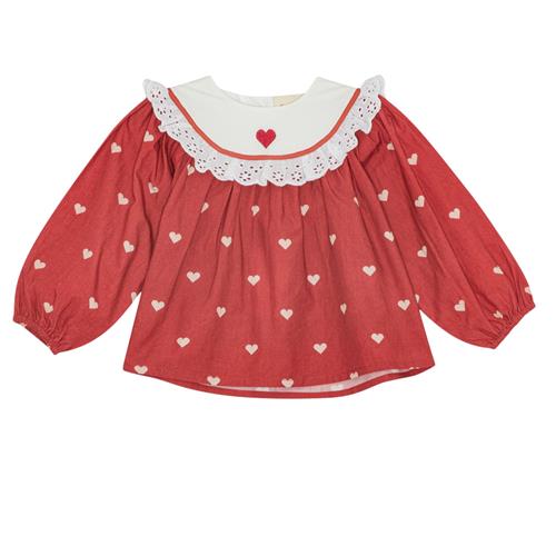 Flöss Ellen Bluse Poppy Red/soft White  Poppy Red/Soft White-110 cm  Rød  110 cm  kvinde