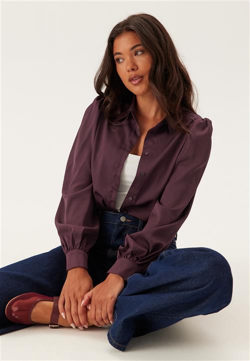 BUBBLEROOM Puff Sleeve Satin Shirt