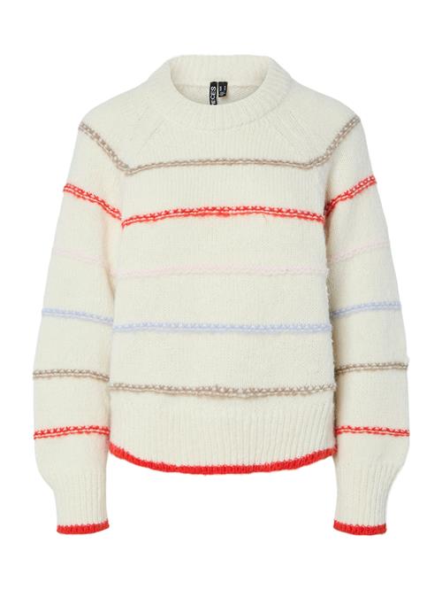 Se PIECES Pullover 'PCNELIA'  creme / lyseblå / lysebrun / knaldrød ved About You