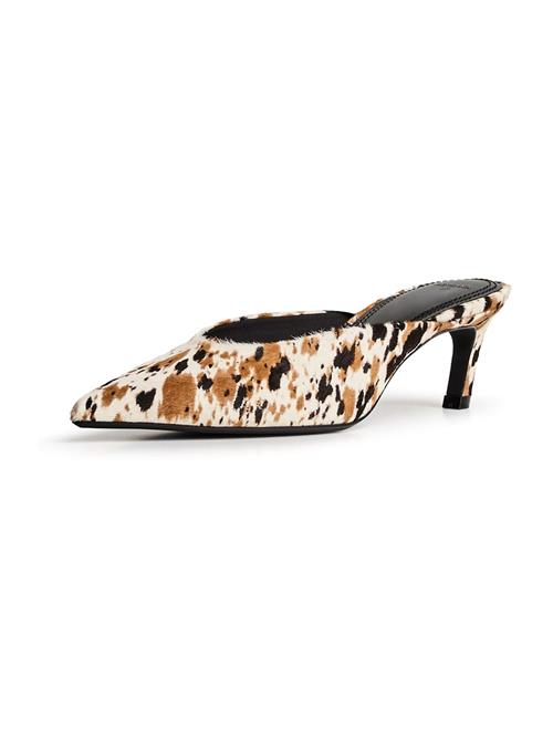 Bershka Pantoletter  creme / cognac / sort