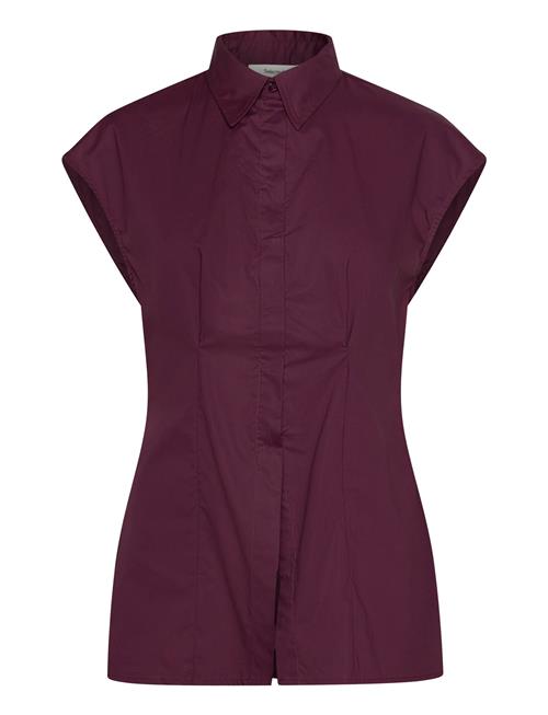 Slfdelia-Fina Slim Ss Shirt Ex Selected Burgundy