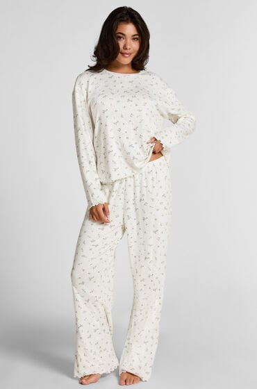 Hunkemöller Pyjama Pant Loose Pointelle hvid
