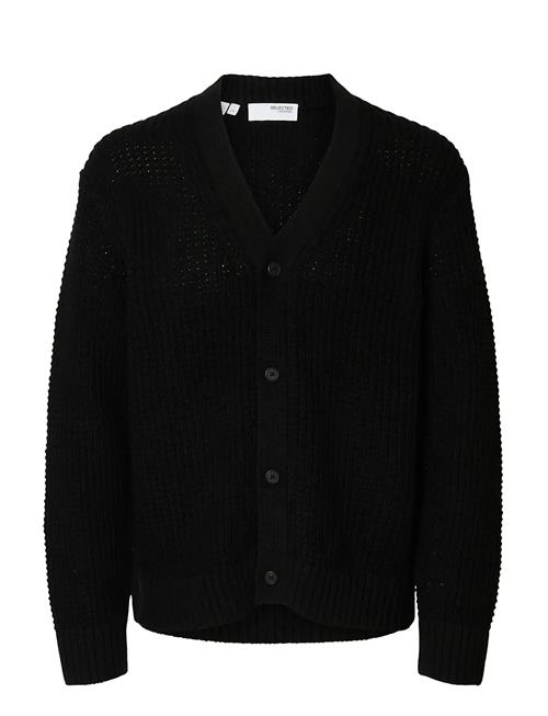 Slhdereck Ls Knit Struc Relaxed Cardigan Selected Black