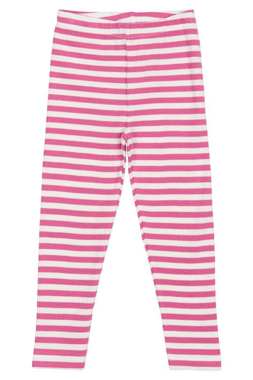The New Siblings GOTS Fro Rib-leggings Ibis Rose Striped  Ibis Rose Striped 104 cm  Lyserød  104 cm  unisex