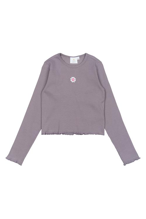 The New TNPerrin Short L_S Rib Tee Gray Ridge Gray Ridge 7-8 Y  Lilla  7-8 år  kvinde