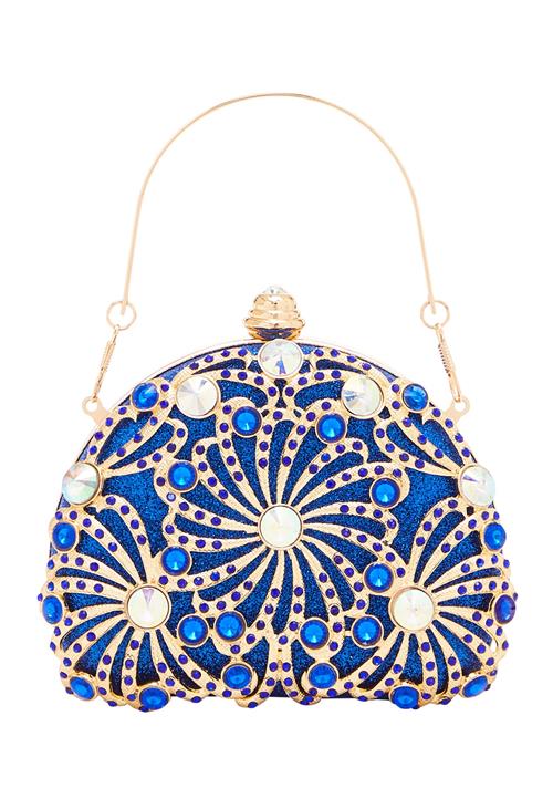 FELIPA Clutch  turkis / mørkeblå / guld / perlehvid