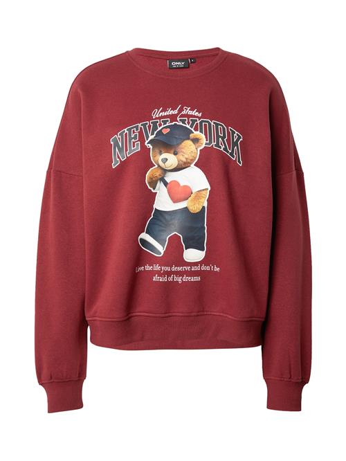 ONLY Sweatshirt 'ONLLINDA'  vinrød / sort / hvid