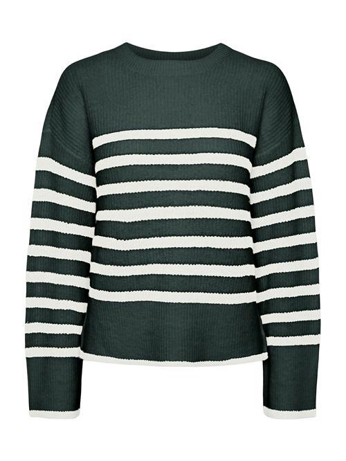 PIECES Pullover 'PCLINE'  mørkegrøn / hvid