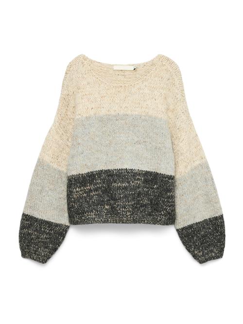 VERO MODA Pullover 'VMJENNA'  beige-meleret / grå / grå-meleret