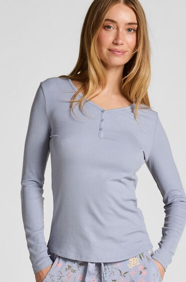 Hunkemöller Langærmet pyjamastop Henley Lilla