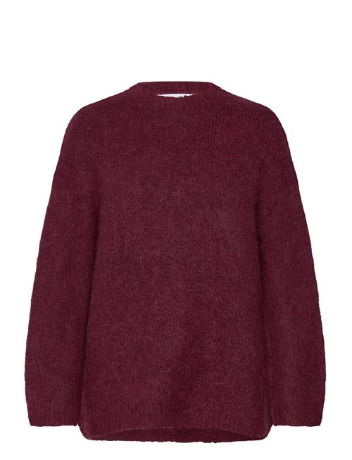 Slfgabella Ls Knit O-Neck Camp Selected Burgundy