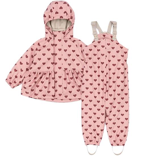 Konges Sløjd Regntøj m. Seler/Fleece - PU - Palme - Amour Pink