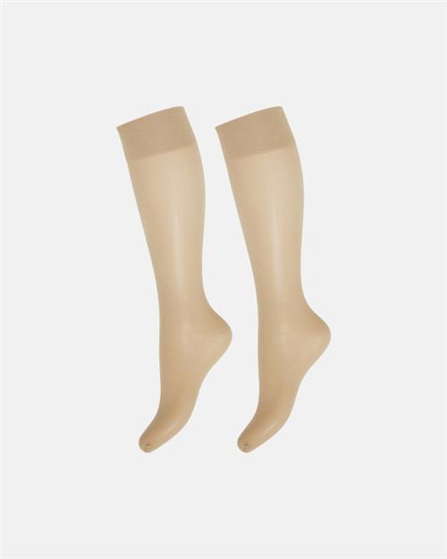 2-pak "Soft Luxury" knælang strømpe | 15 denier | sand