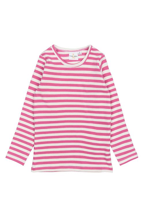 The New Siblings GOTS Fro Rib T-shirt Med Lange Ærmer Ibis Rose Striped  Ibis Rose Striped 104 cm  Lyserød  104 cm  unisex