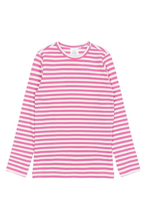The New GOTS Moore Langærmet T-shirt Ibis Rose Striped  Ibis Rose Striped 7-8 Y  Lyserød  7-8 år  unisex