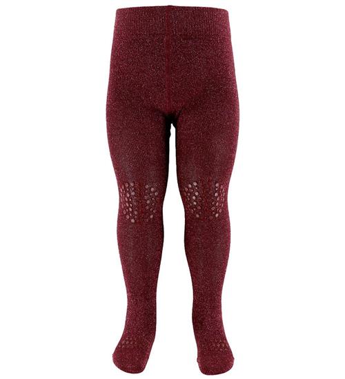 GoBabyGo Skridsikre Strømpebukser - Bambus - Wine Red m. Glitter