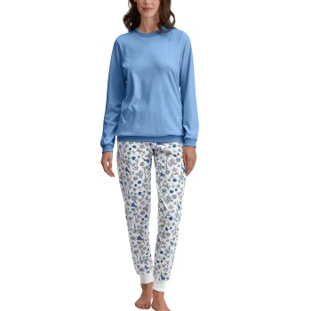 Calida Flower Nights Pyjama With Cuff Blomstret bomuld Large Dame