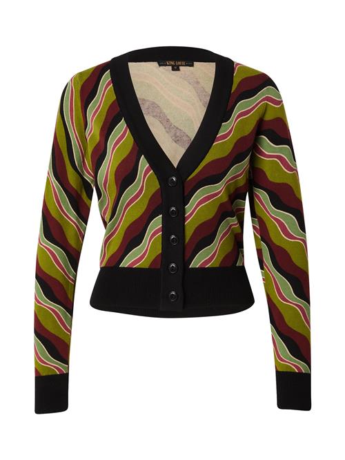 King Louie Cardigan 'Razzle'  grøn / siv / burgunder / sort