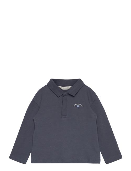 Printed Cotton Polo Shirt Mango Grey