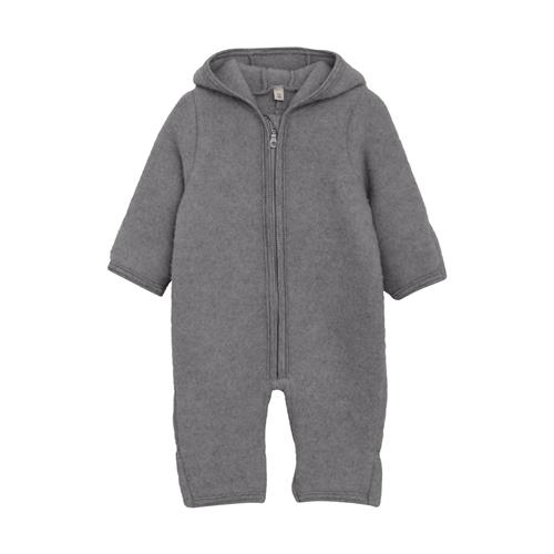 Huttelihut Heldragt I Uldfleece Med Ører Medium Grey Melange  Medium Grey Melange 68 cm Wool Grå  68 cm  unisex