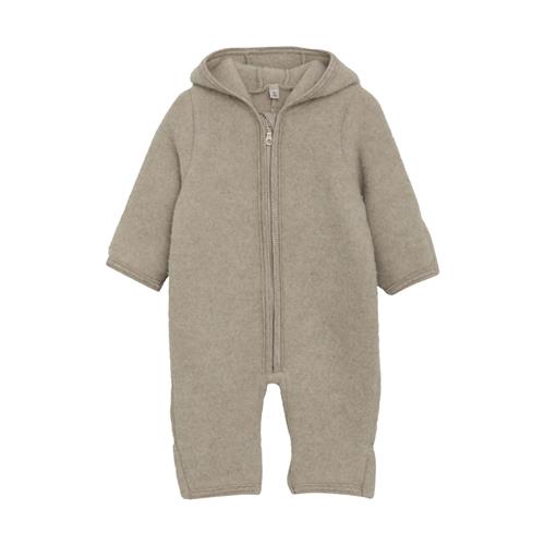 Huttelihut Heldragt I Uldfleece Med Ører Camel Melange  Camel Melange 74 cm Wool Brun  74 cm  unisex