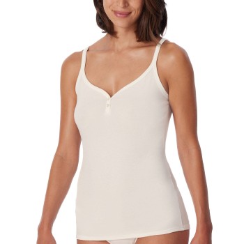Schiesser Fine Rib Spaghetti Top Champagne økologisk bomuld X-Large Dame