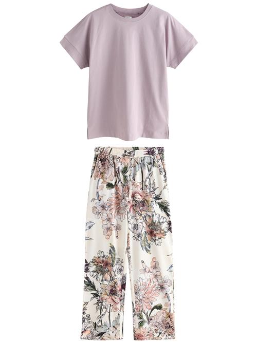 Next Pyjamas  creme / mørkegrøn / lilla / pastelorange
