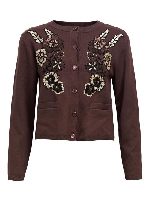 OBJECT Cardigan 'OBJPandora'  mørkebrun / sort / hvid